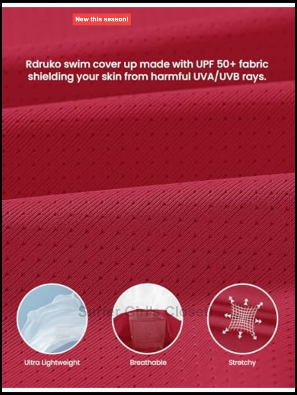 UPF50+ Long Sleeve Swim Cover Up Quick Dry Zip Hooded Beach Shirt - Picture 4 of 7